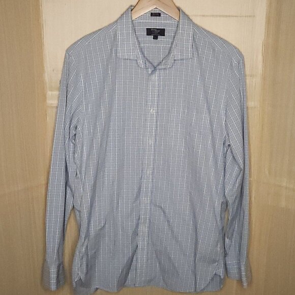 J. Crew Thompson Shirtings Wrinkle Free 80's Blue White Button Down XL - Picture 1 of 6
